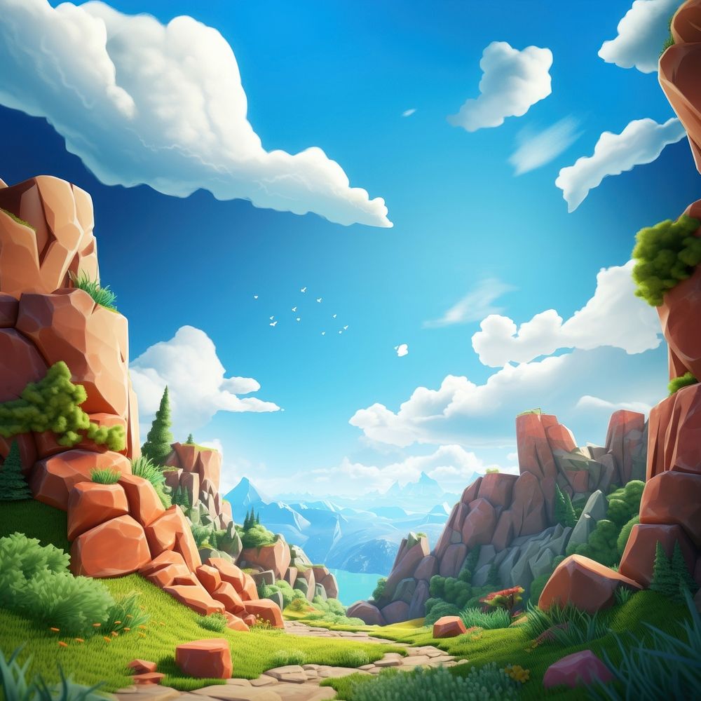 Landscape mountain outdoors cartoon. AI generated Image by rawpixel.