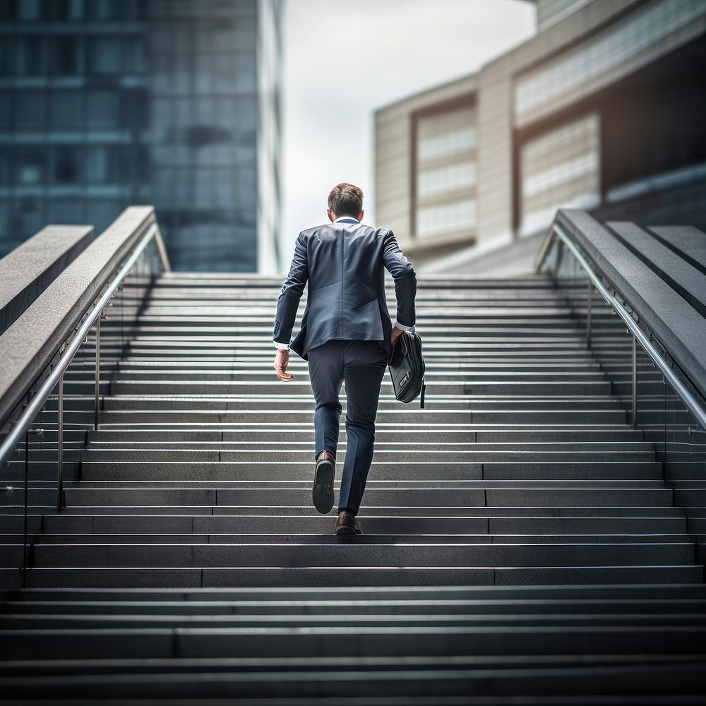 Walking stairs adult man. AI generated Image by rawpixel.