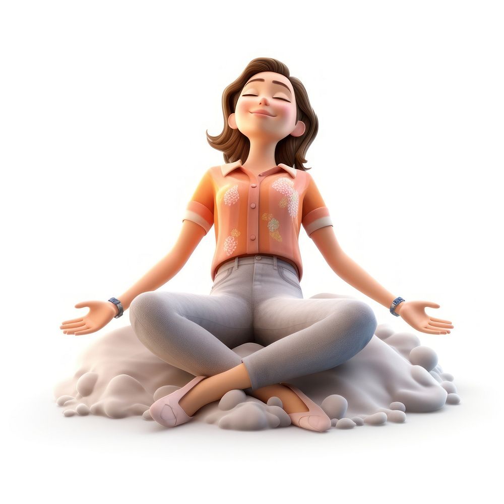 Happy calm lady figurine cartoon adult. AI generated Image by rawpixel.