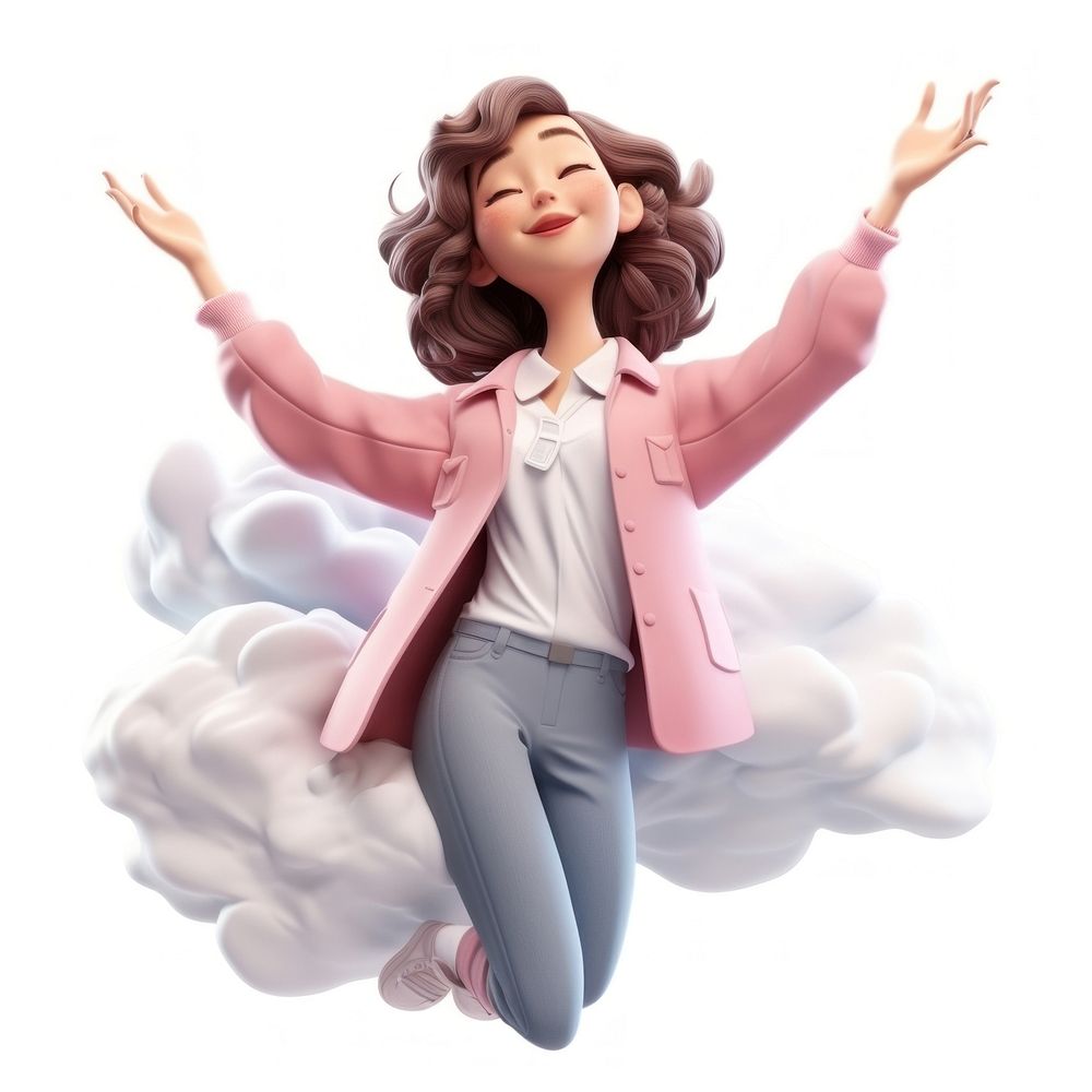 Happy calm lady cartoon adult joy. AI generated Image by rawpixel.