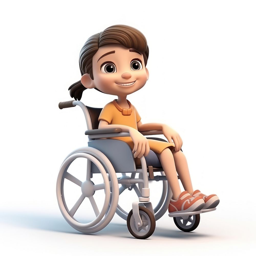 Wheelchair smiling cartoon white background. AI generated Image by rawpixel.