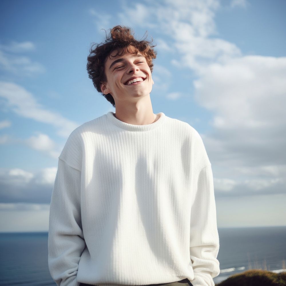 Sweater portrait outdoors smile. AI generated Image by rawpixel.