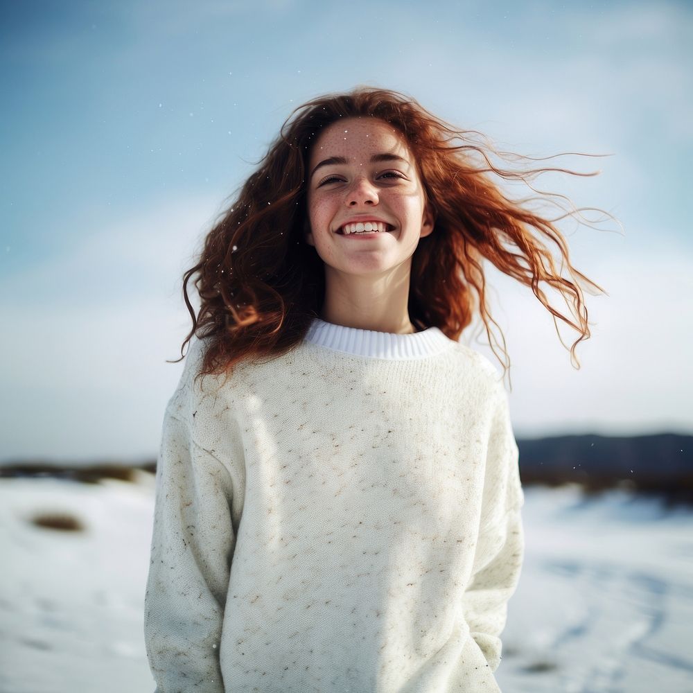 Sweater laughing portrait outdoors. AI generated Image by rawpixel.