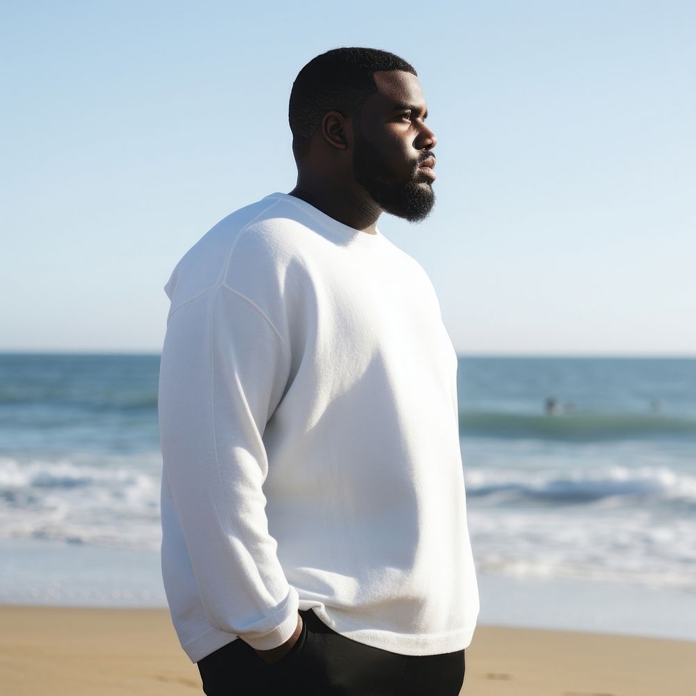 Outdoors beach looking sweater. 