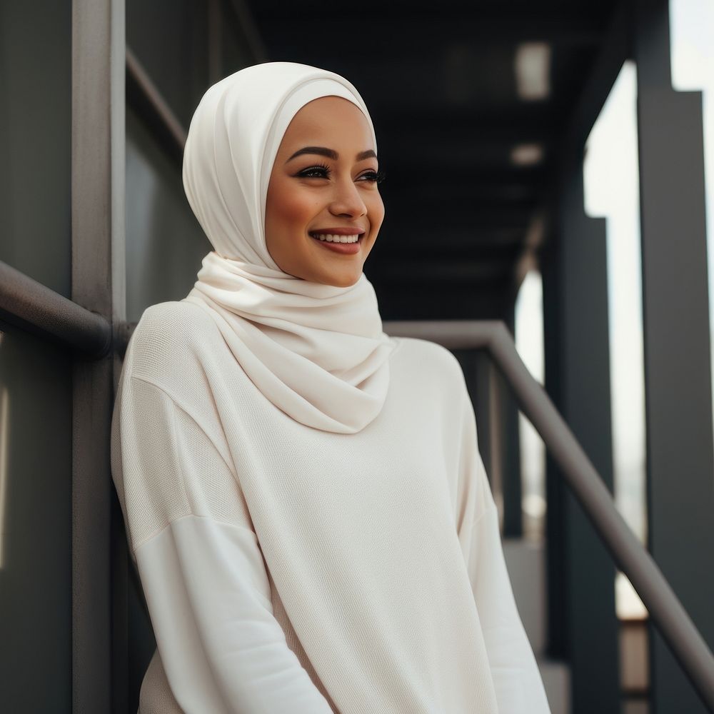 Hijab scarf smile white. AI generated Image by rawpixel.
