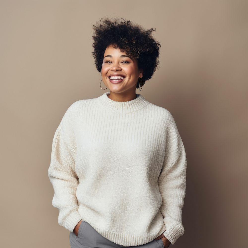 Sweater laughing smile white. AI generated Image by rawpixel.