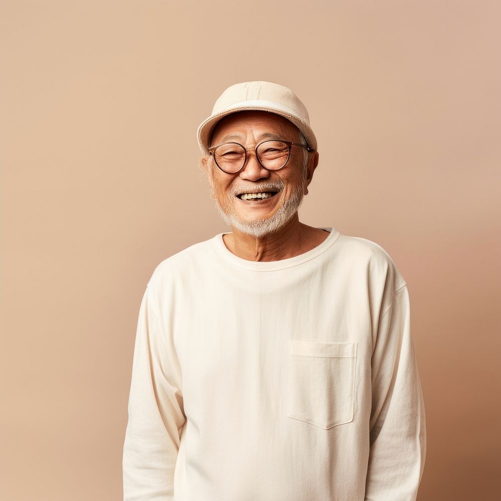 Glasses smiling adult studio shot. 