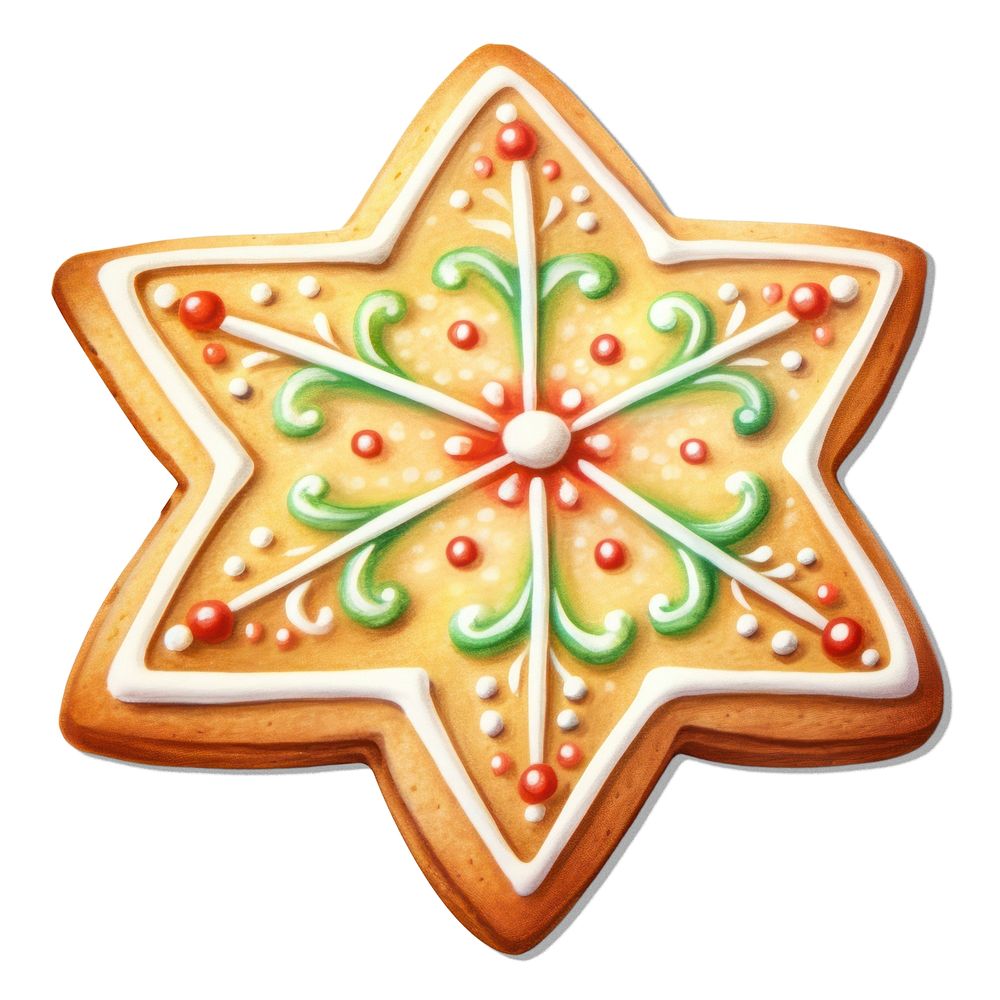 Gingerbread cookie Christmas dessert, digital paint illustration. AI generated image
