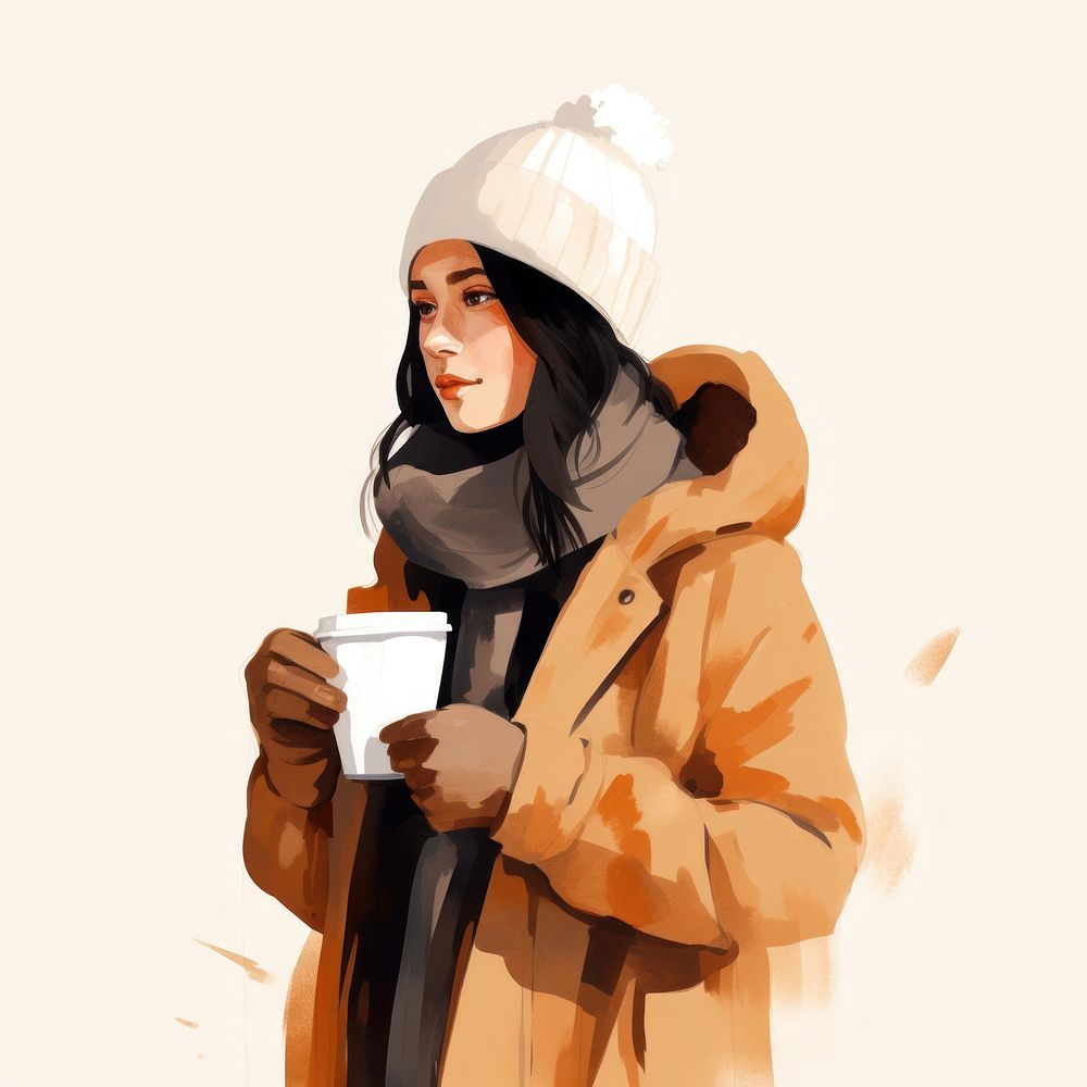 Coffee portrait winter adult. AI generated Image by rawpixel.
