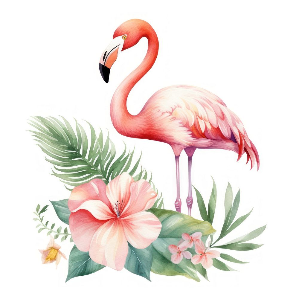 Flamingo animal flower bird. AI generated Image by rawpixel.