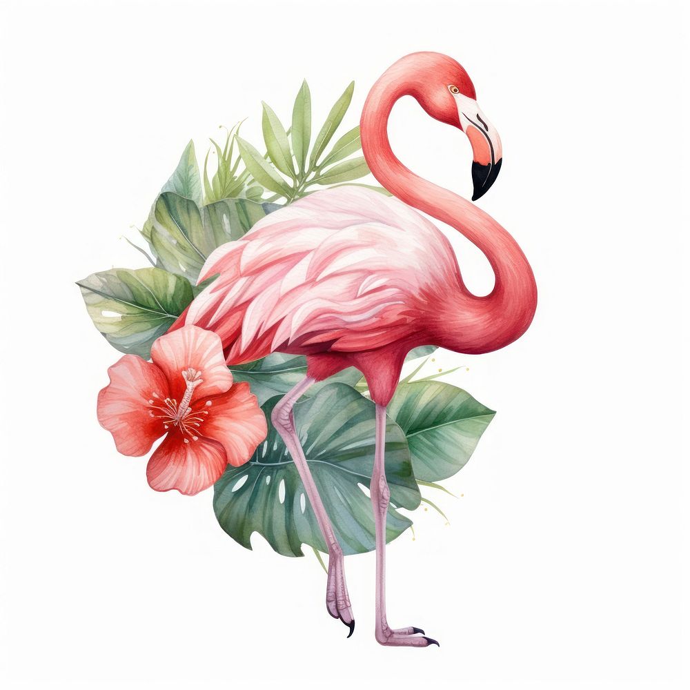Flamingo animal plant bird. AI generated Image by rawpixel.