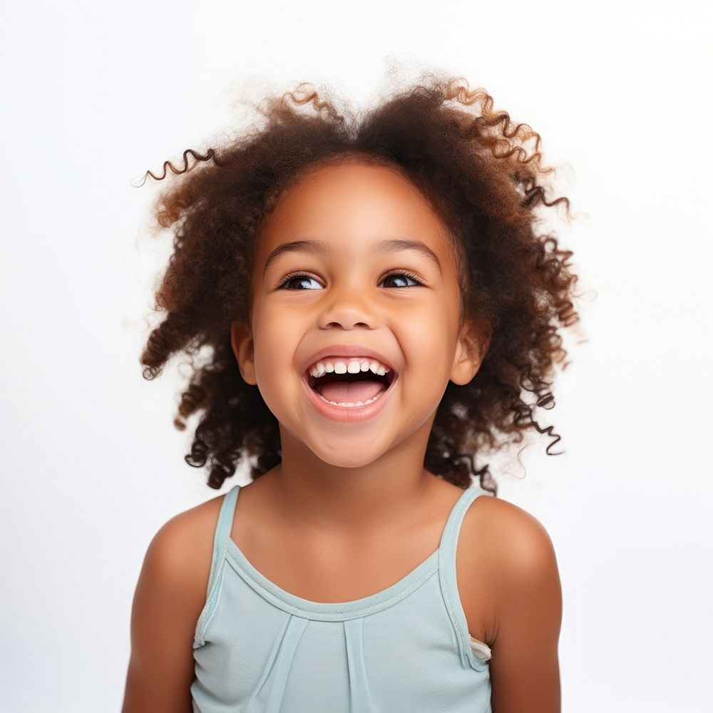 Laughing portrait female child. AI generated Image by rawpixel.