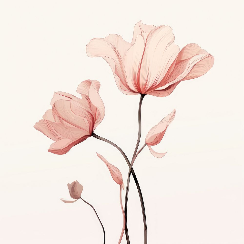 Drawing flower sketch petal. AI generated Image by rawpixel.