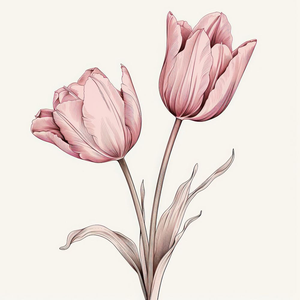 Drawing tulip flower sketch. 