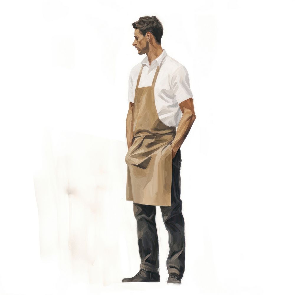 Standing barista adult apron. AI generated Image by rawpixel.