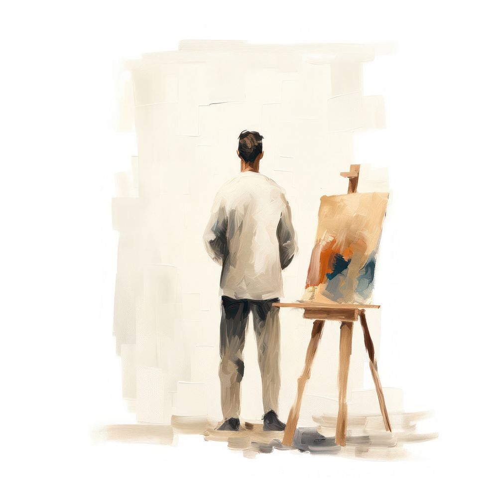 Canvas painting standing painter. 