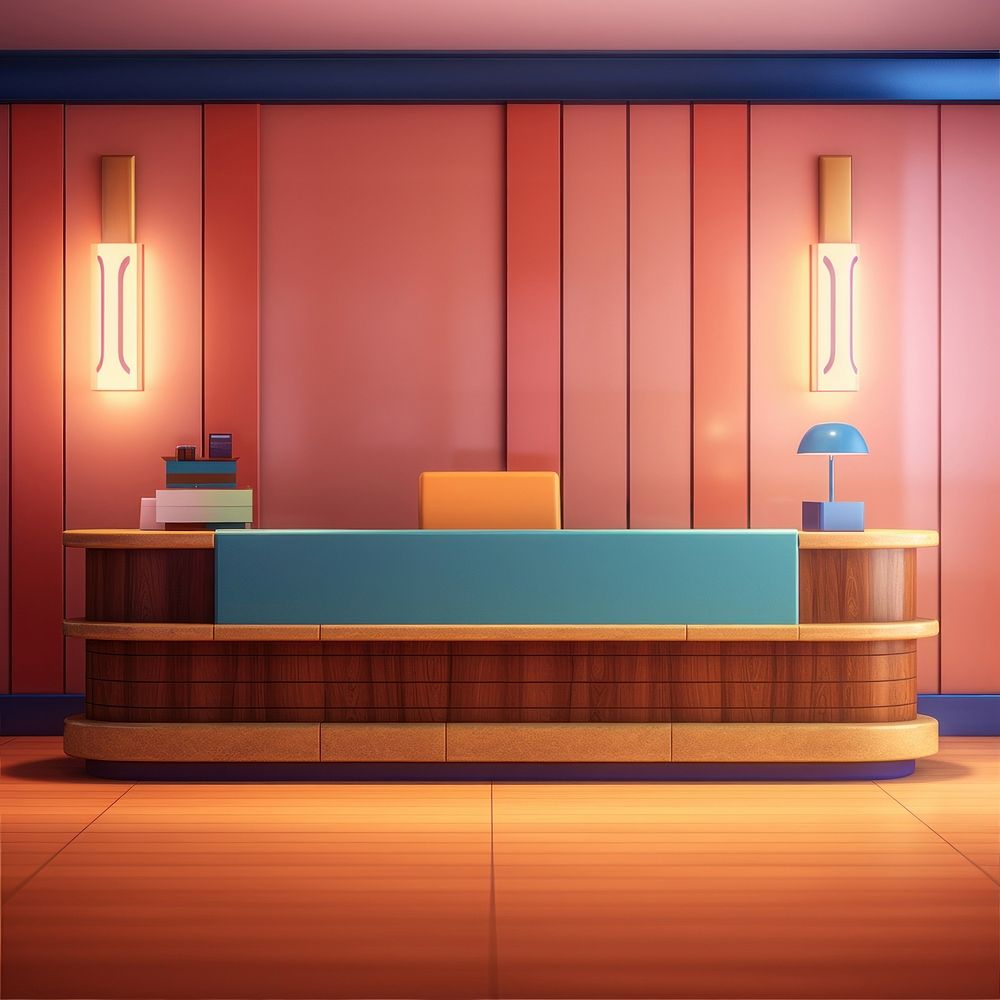 Hotel furniture reception lighting. AI generated Image by rawpixel.