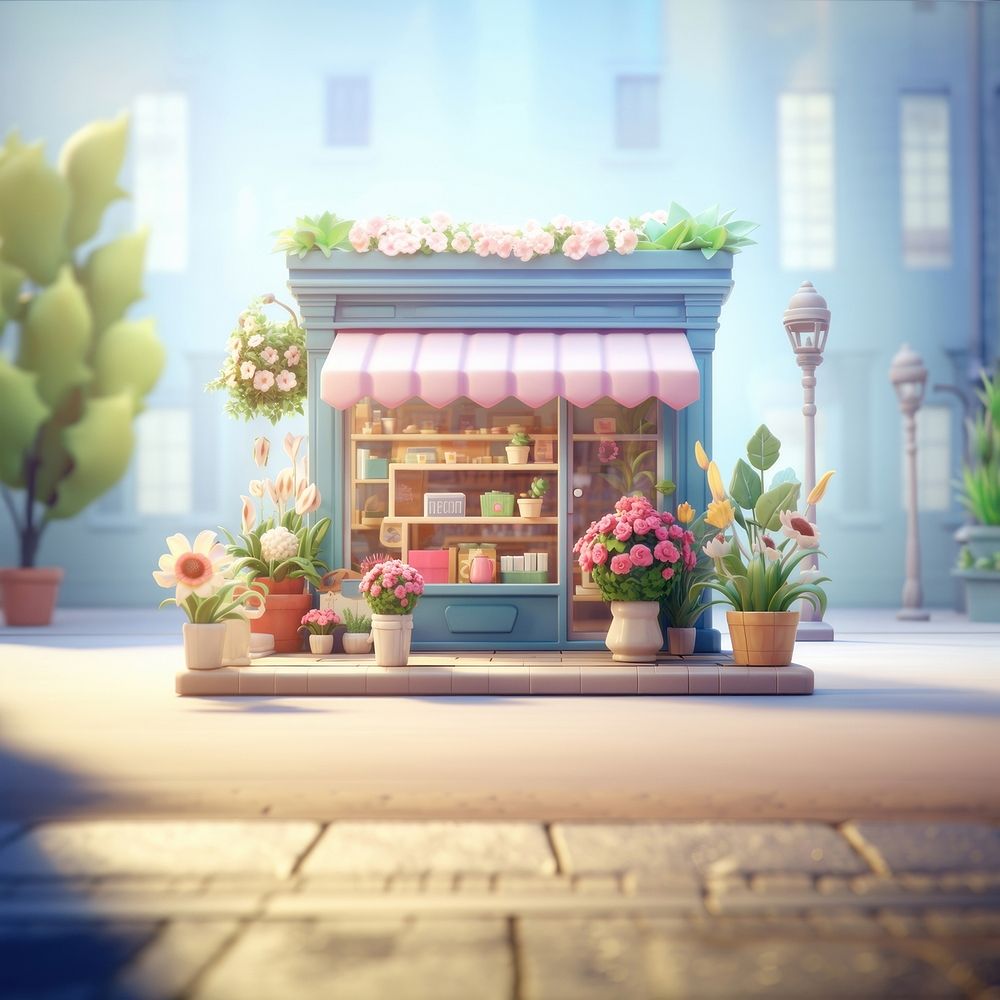 Flower cartoon plant shop. AI generated Image by rawpixel.