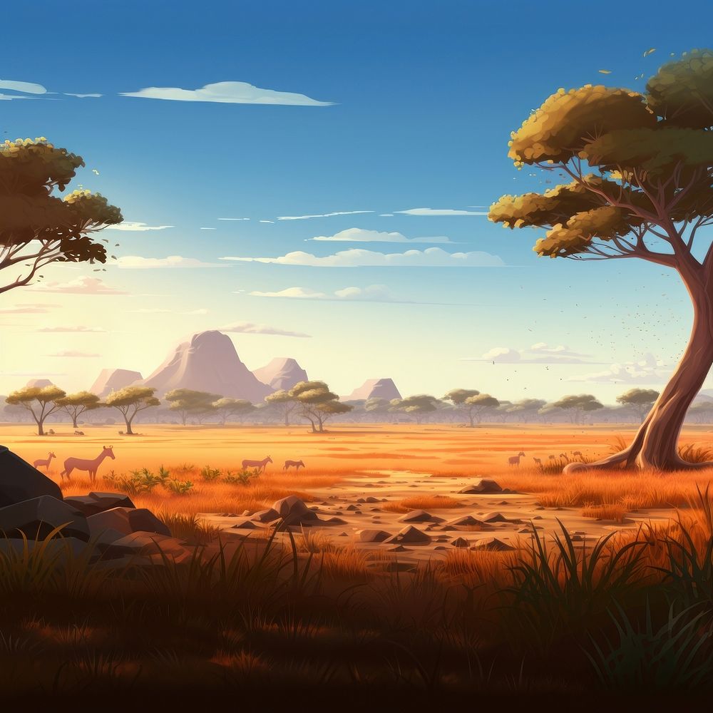 Grassland landscape outdoors cartoon. 