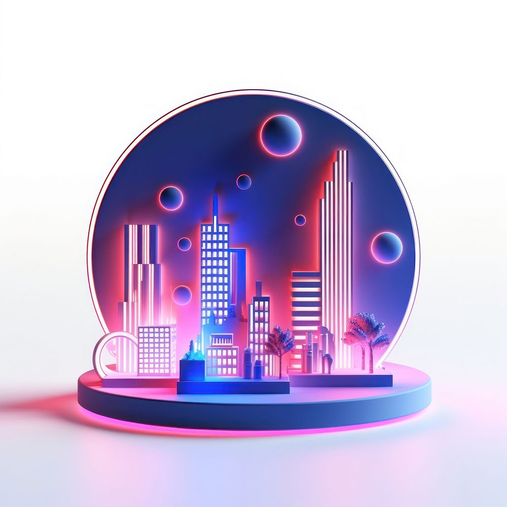Lighting cartoon city architecture. AI generated Image by rawpixel.