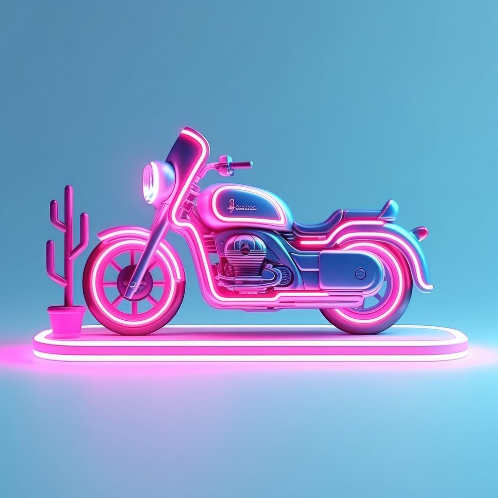 Neon motorcycle vehicle light. AI generated Image by rawpixel.