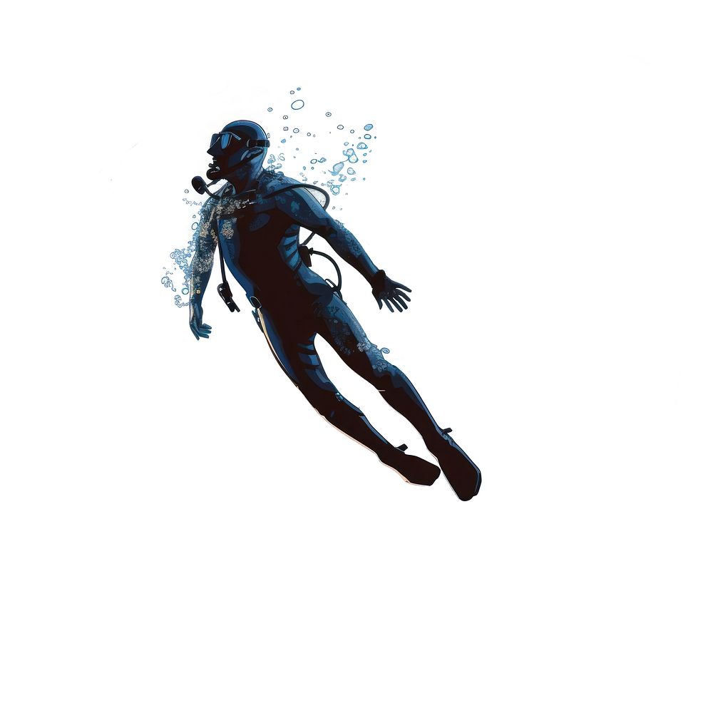Scuba diver, digital paint illustration. AI generated image