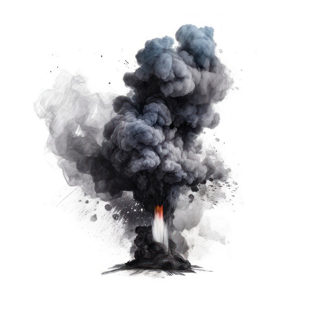 Smoke pollution fire white background. AI generated Image by rawpixel.