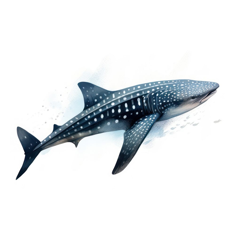 Whale shark underwater animal mammal, digital paint illustration.