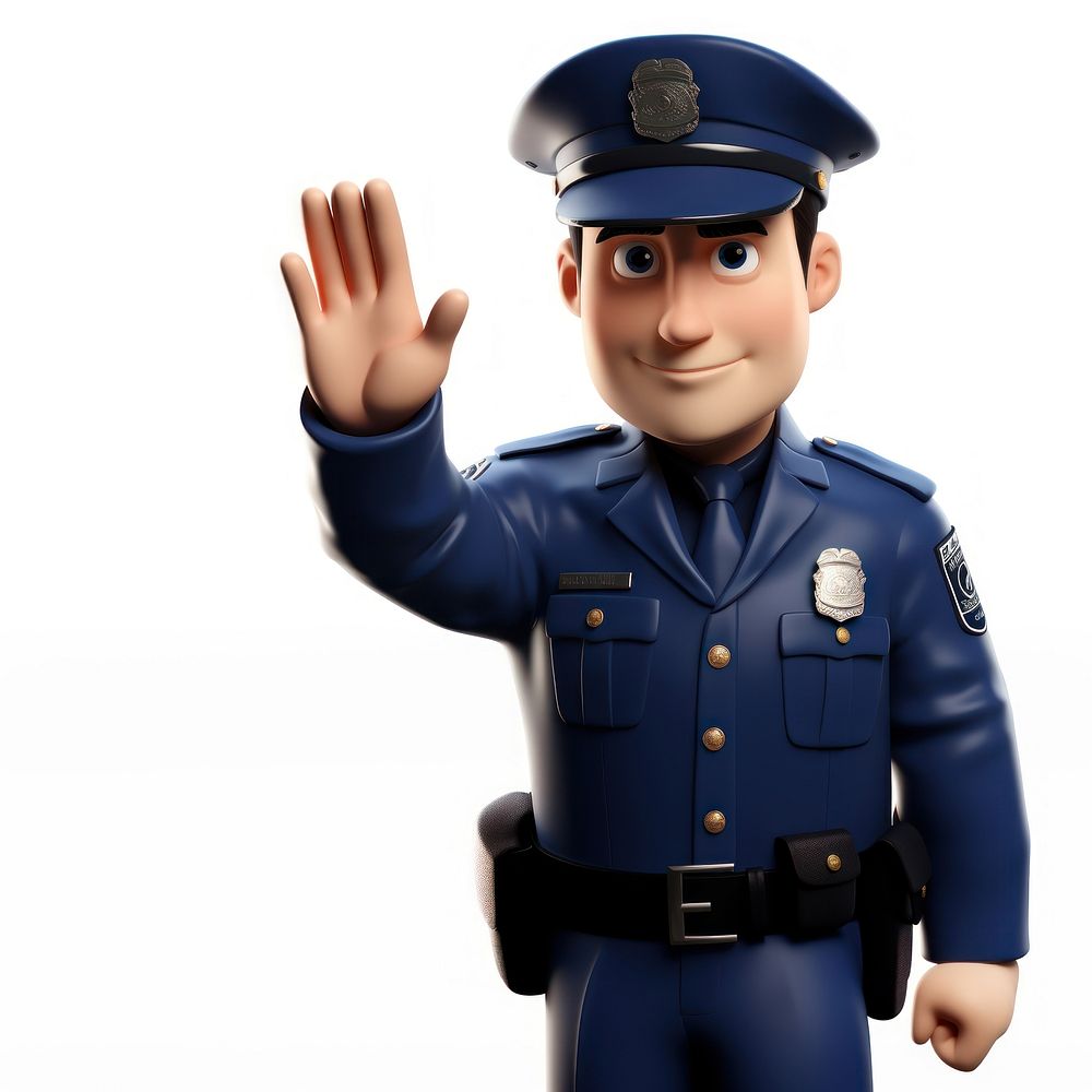 Officer cartoon white background protection. AI generated Image by rawpixel.