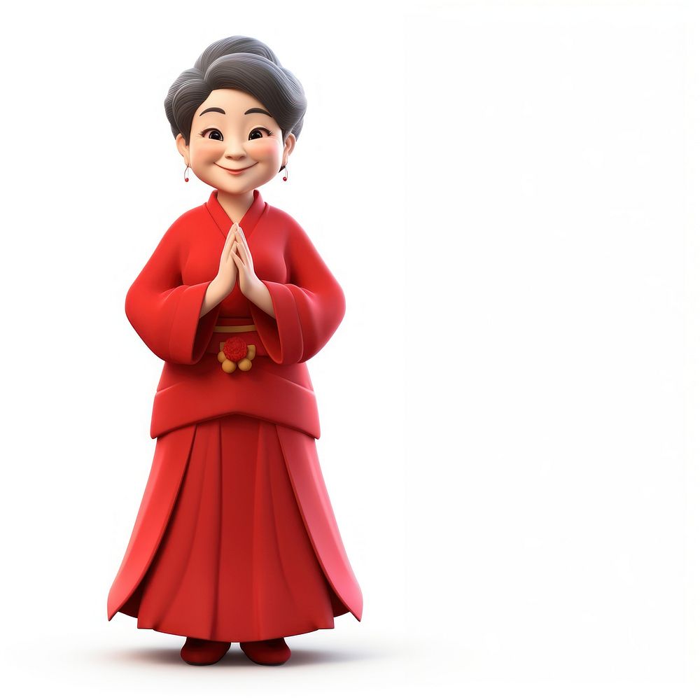 Asian woman chinese figurine smiling. AI generated Image by rawpixel.