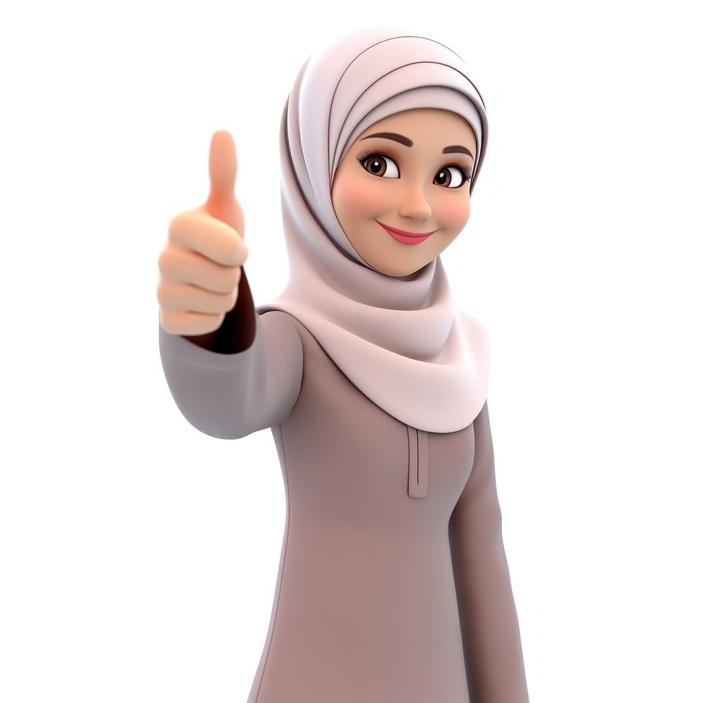 Cartoon finger adult hijab. 