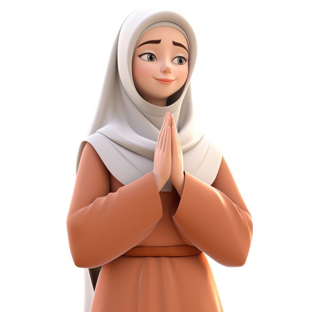 Cartoon female adult hijab. 