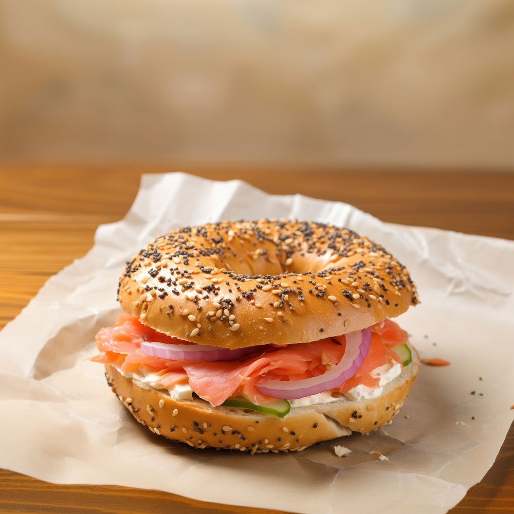 Bagel bread paper food. 