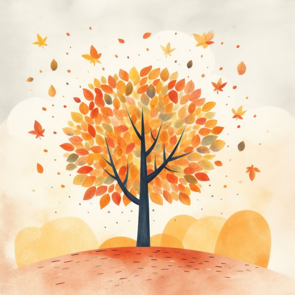 Tree painting autumn plant. AI generated Image by rawpixel.