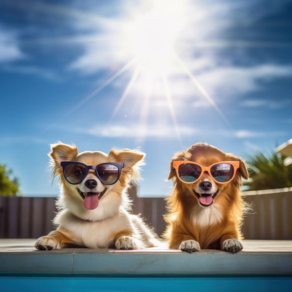 Sunglasses dog sunlight outdoors. AI generated Image by rawpixel.