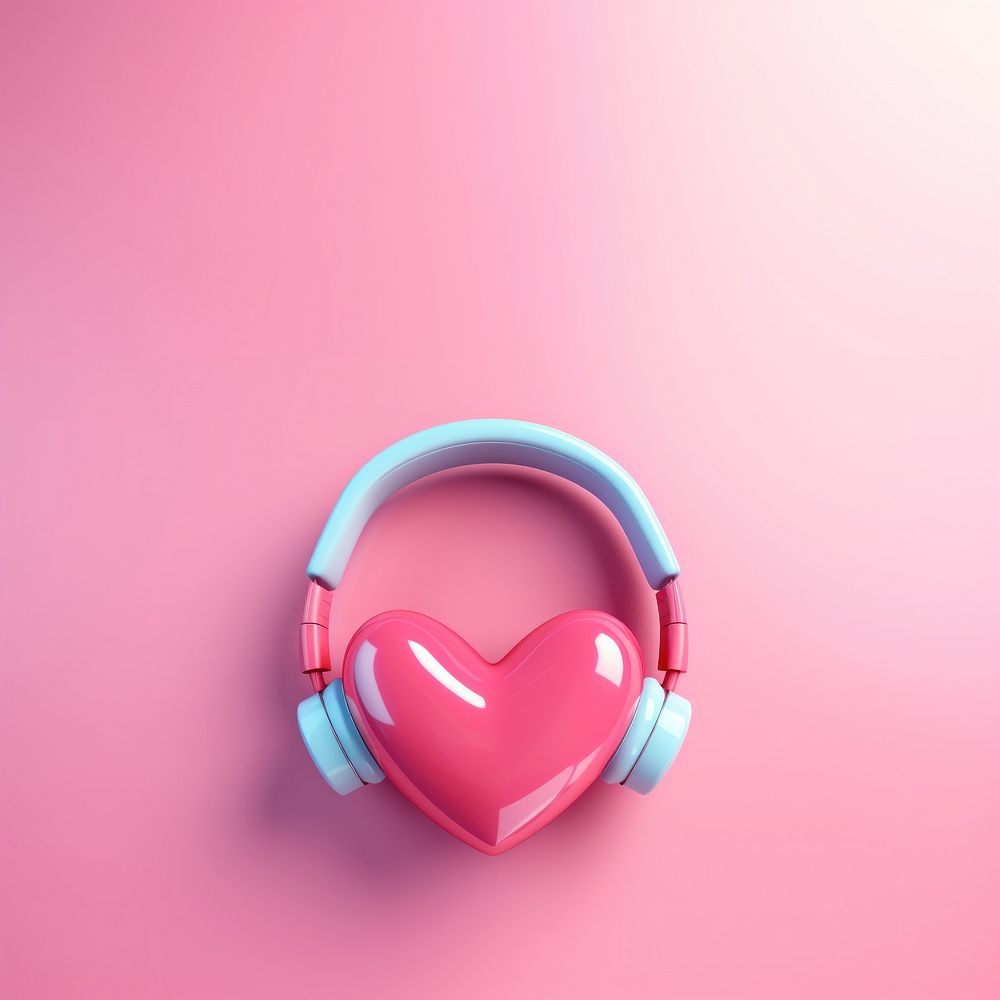 Headphones listening headset heart. AI generated Image by rawpixel.