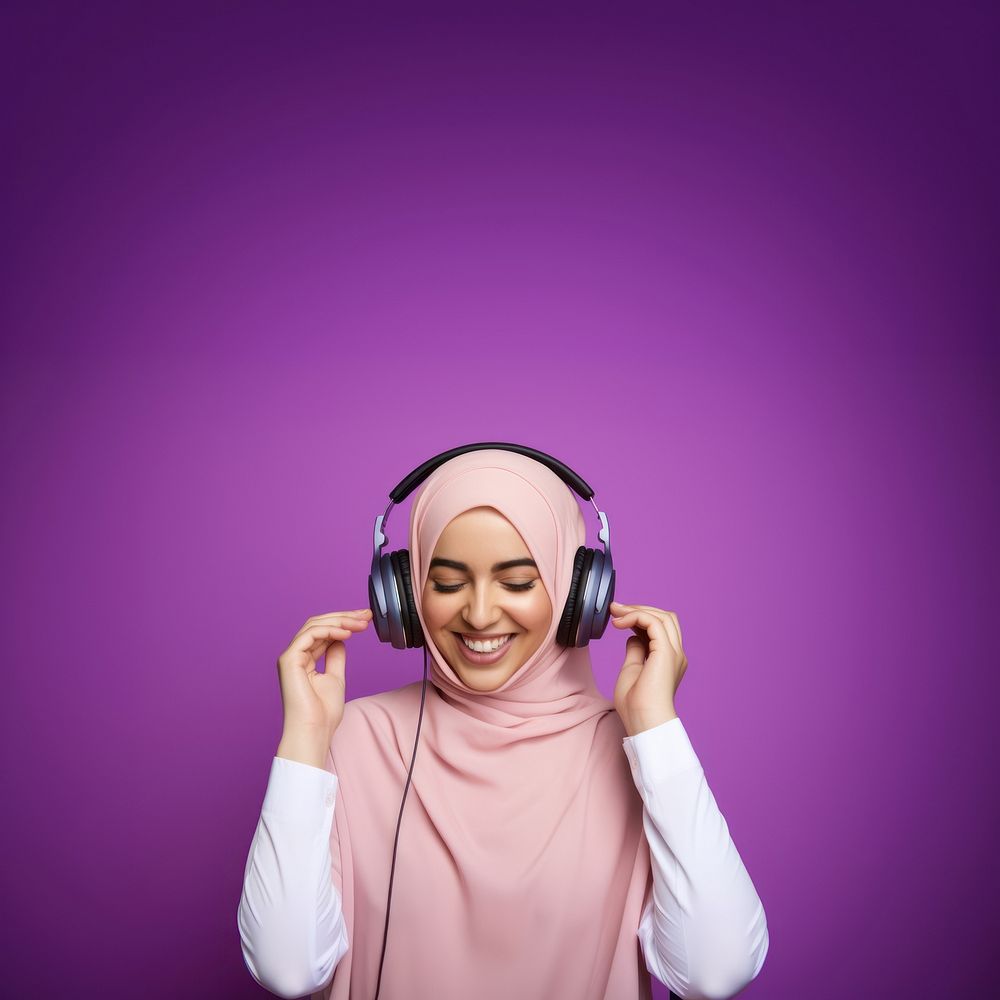 Headphones headset smile adult. AI generated Image by rawpixel.