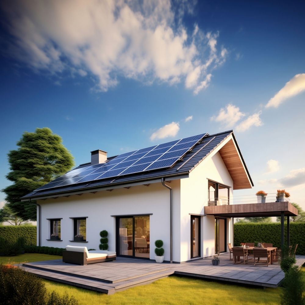 Solar panels real estate house architecture. 