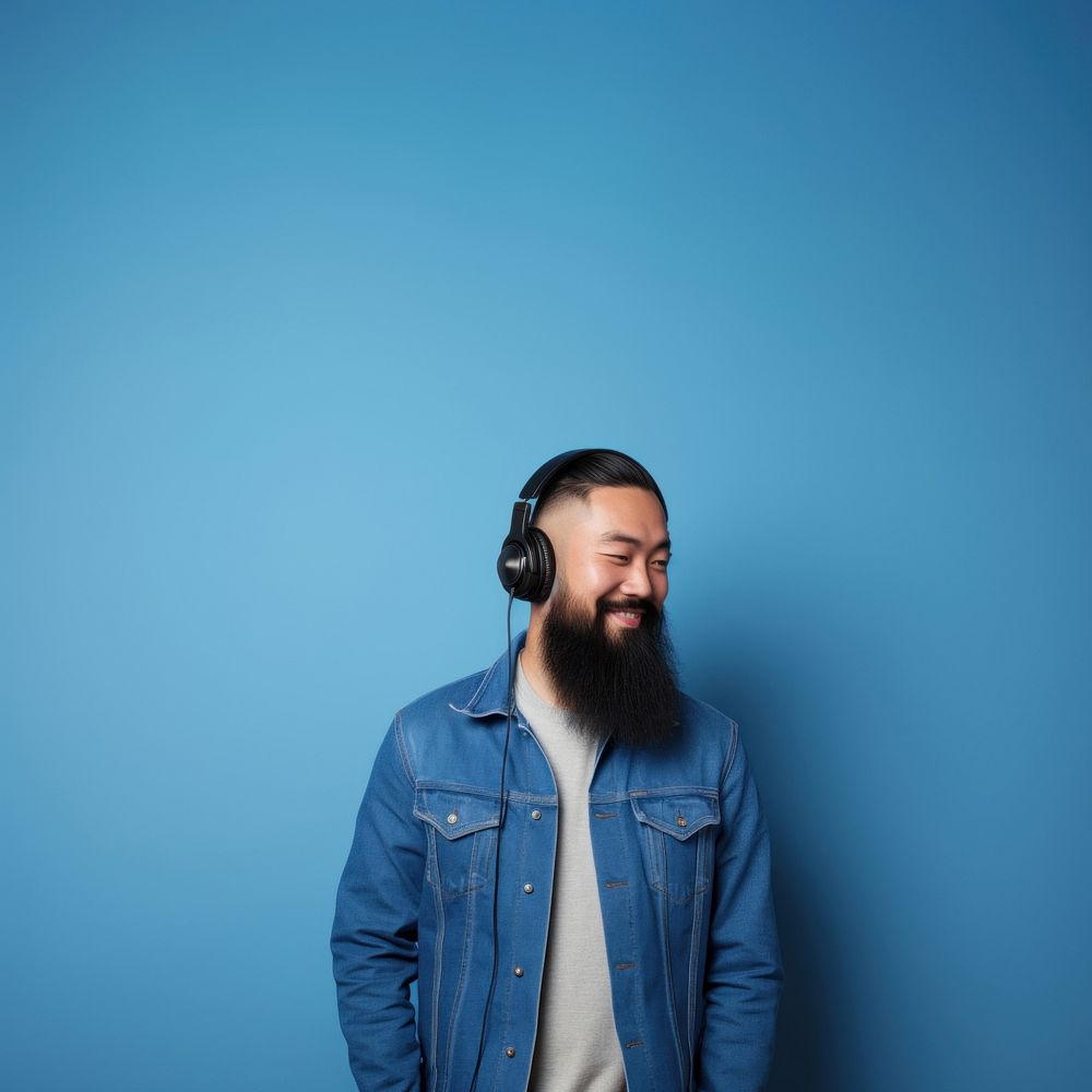 Headphones beard portrait headset. AI generated Image by rawpixel.