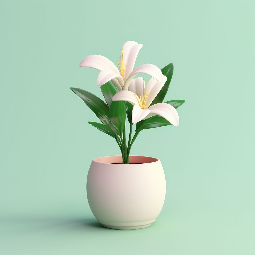 Lily flower plant vase. AI generated Image by rawpixel.