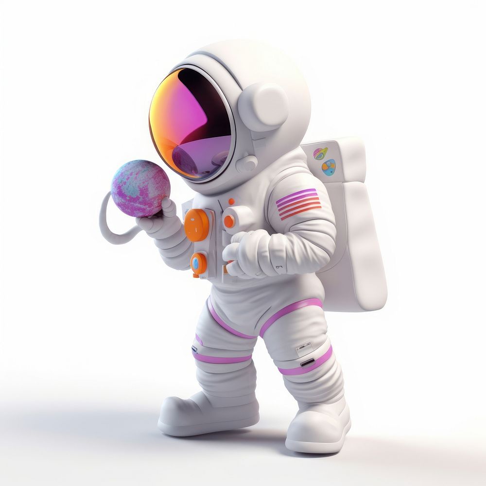 Astronaut cartoon white background futuristic. 