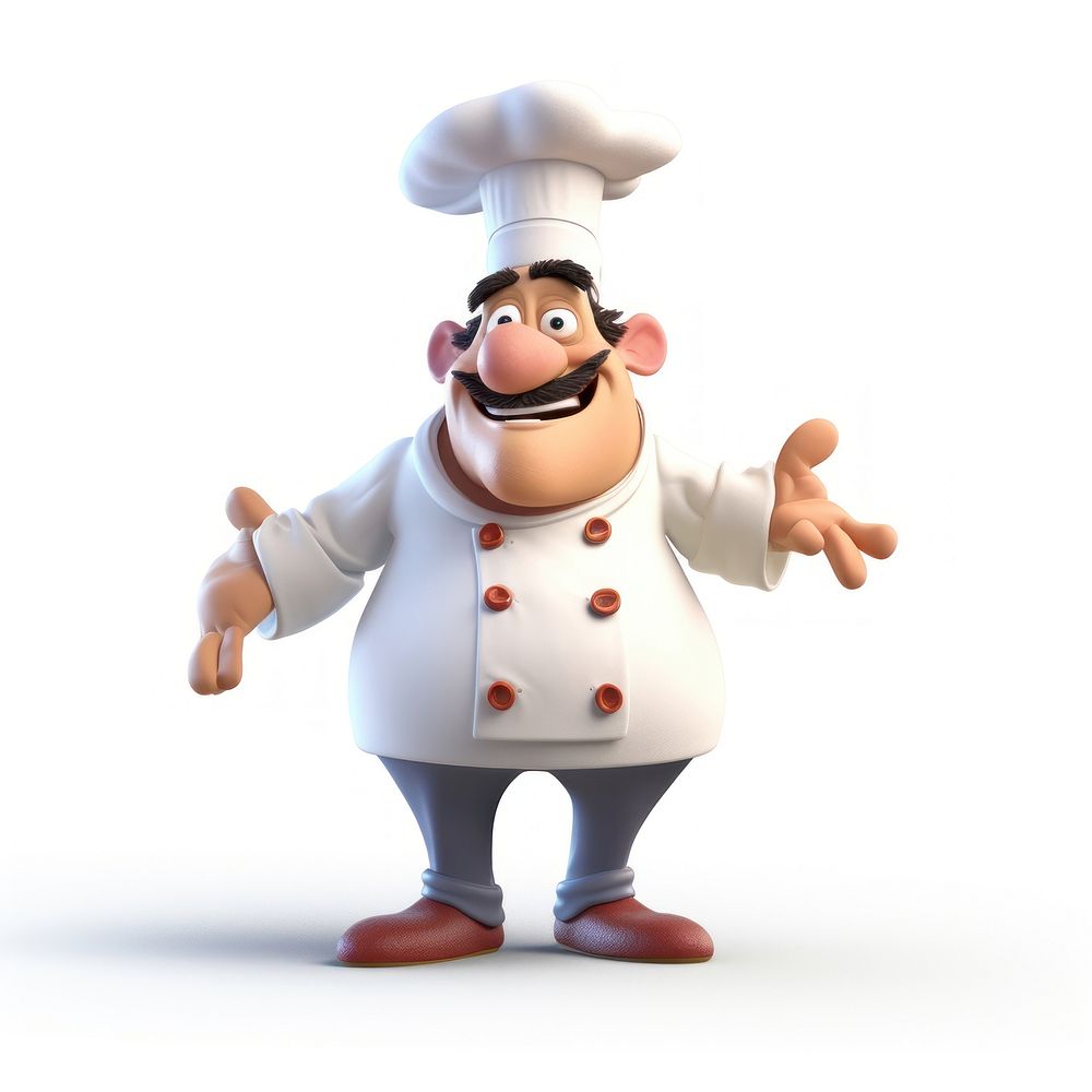 Cartoon chef white background celebration. 