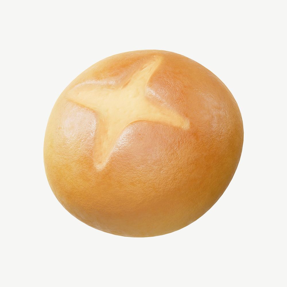 3D bread bun, collage element psd