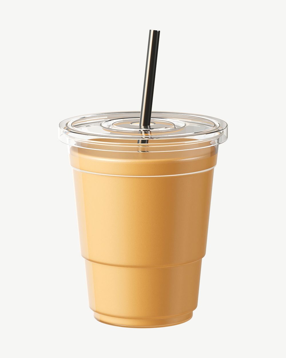 3D iced latte coffee, collage element psd