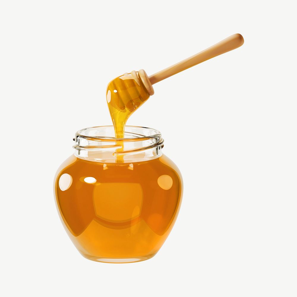 3D honey jar, collage element psd