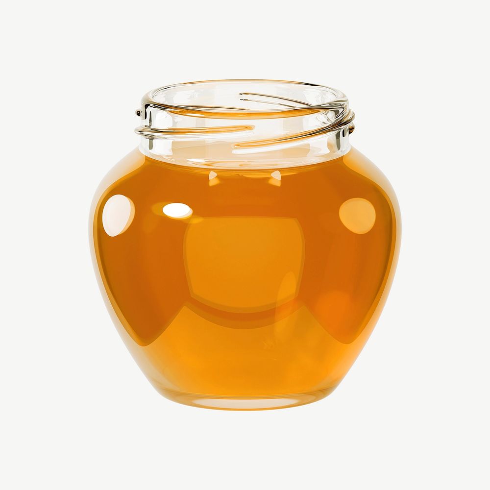 3D honey jar, collage element psd