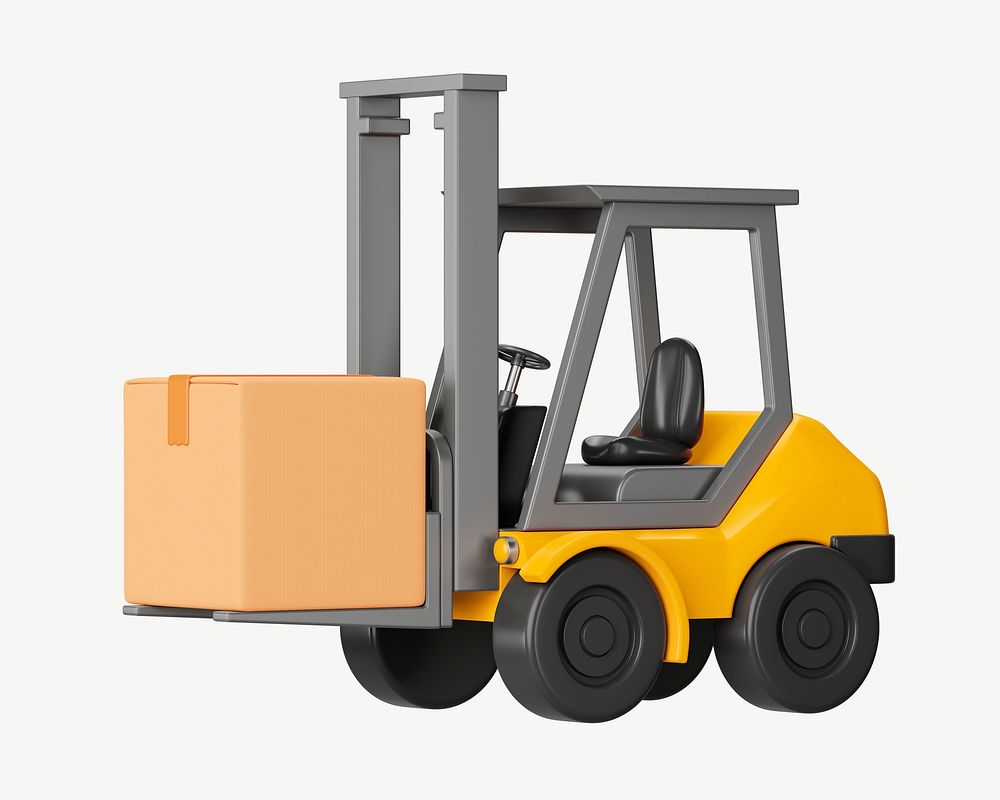 3D forklift truck, collage element psd