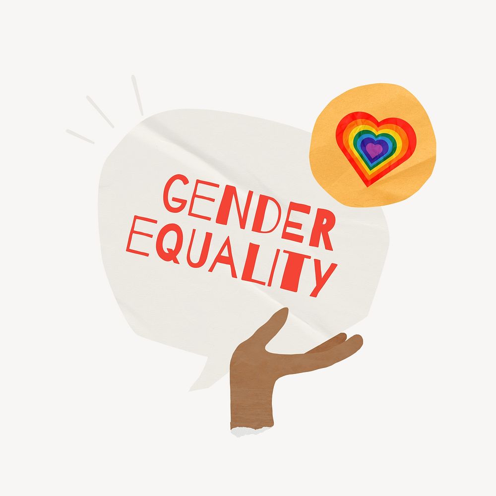 Gender equality word, speech bubble paper craft