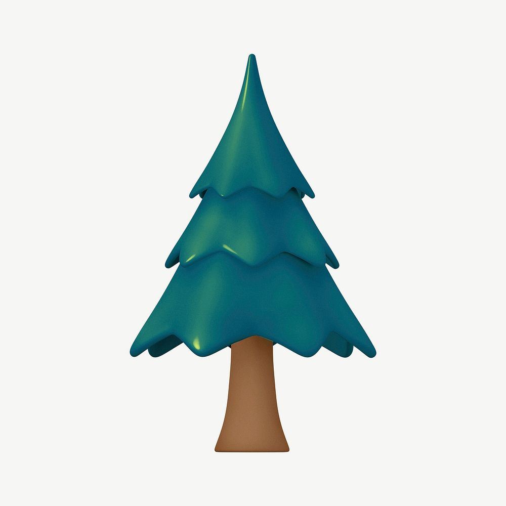 3D Pine tree, collage element psd