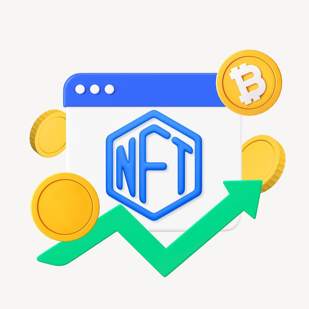 3D NFT cryptocurrency, element illustration